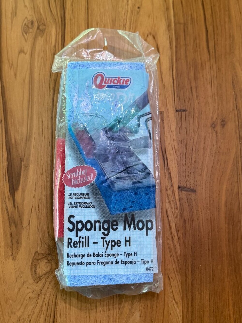 Quickie Home-Pro Sponge Mop Type H 0472 Refill Blue Scrubber New Sealed